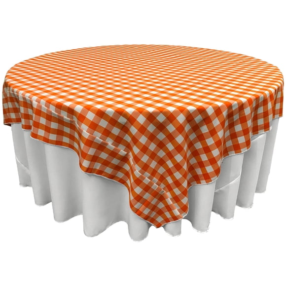 Mantel de poliéster a cuadros vichy naranja y blanco LA Linen 229x229 cm