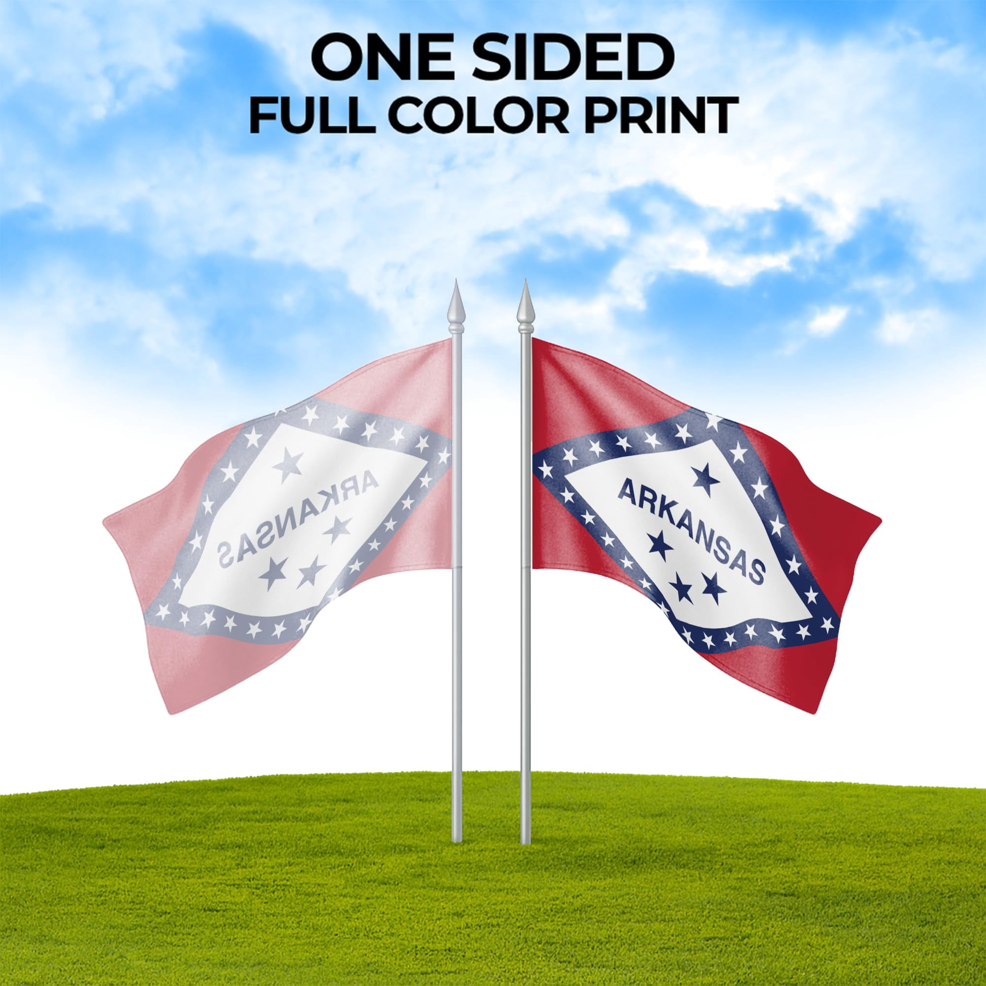 Arkansas Outdoor Flag (3x5ft) by DreamController - Durable, Fade-Resistant Polyester, Double-Stitched, Brass Grommets - HD Printed USA State Flag - Made in USA