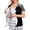 Black, variant on Women’s Floral Print Recovery Shirt Easy Open Hook and Loop Front Short Sleeve Top with Drain Pocket for Post Surgery Hospital Use Blue M
