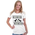 thumbnail image 3 of Ugly Christmas T-Rex Dinosaur Party Womens Fitted Plus Size Graphic Tee Brisco Brands 2X, 3 of 5