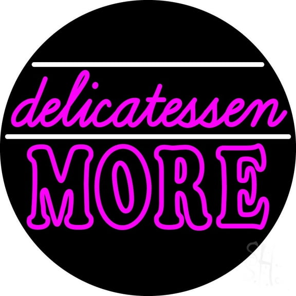 Delicatessen More LED Neon Sign 18 x 18 - inches, Black Square Cut Acrylic Backing, with Dimmer - Bright and Premium built indoor LED Neon Sign for Defence Force.
