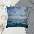 thumbnail image 2 of Patifu Wind Turbines Ocean Sustainability Graphic Decorative Cushion Throw Pillow Cover for Home Couch Living Room Bed Sofa Short Plush 1PC 12x12in, 2 of 5