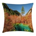 thumbnail image 1 of Nature Decor Throw Pillow Cushion Cover, Idyllic Fall Landscape with a Creek among Forest in National Park Valley Art, Decorative Square Accent Pillow Case, 18 X 18 Inches, Green Amber, by Ambesonne, 1 of 2
