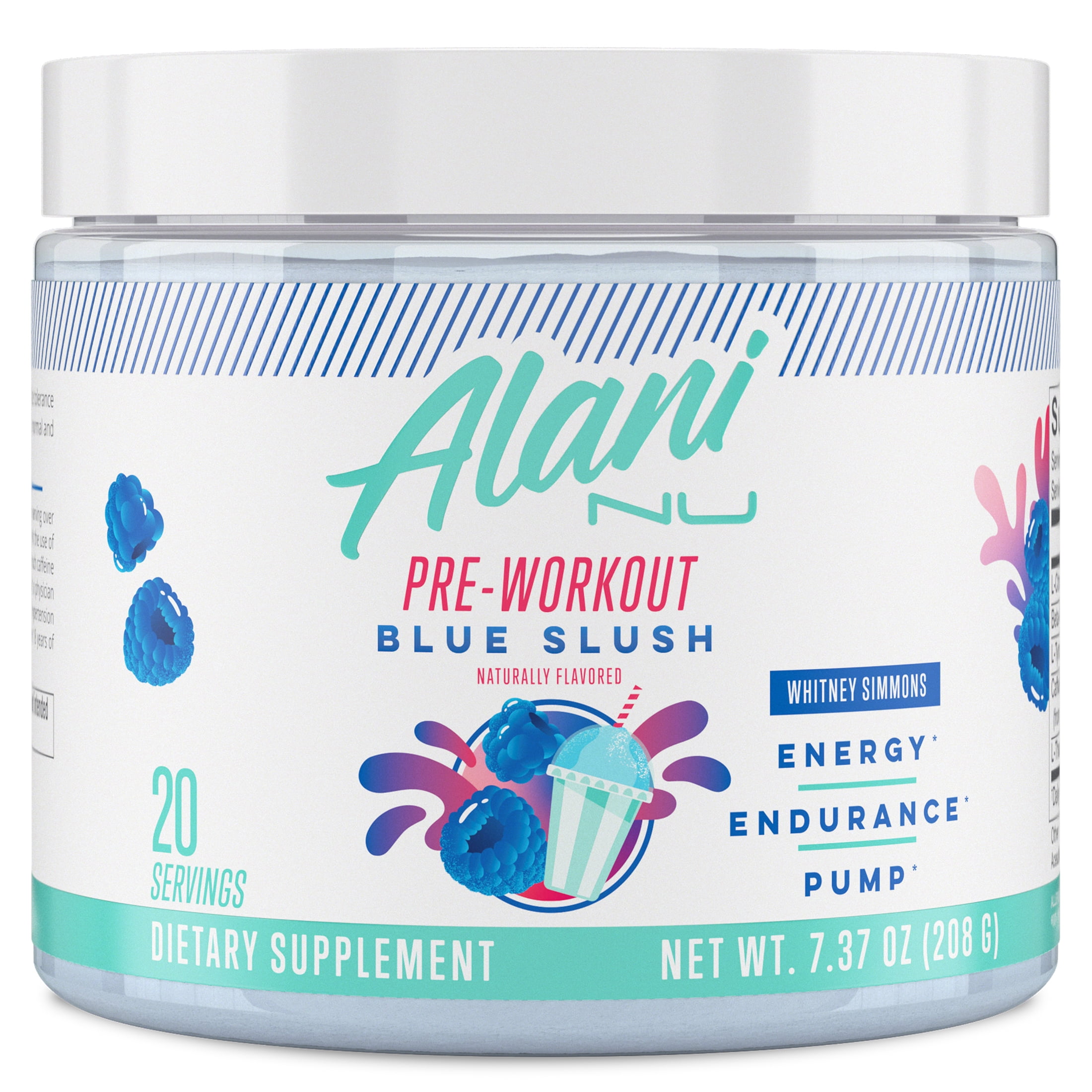 Alani Nu PreWorkout Powder, Blue Slush, 7.3oz, 20 Servings