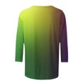 thumbnail image 5 of Cavosen Carnival Day Women's Three Quarter Sleeve Tops and Blouses Holiday Mardi Gras Crewneck Shirts Gradient Graphic Print Blouse Festival Stylish Tops Loose Workout Tees Party Tuesday S, 5 of 5