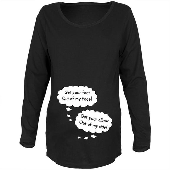 Speech Bubble Arguing Twins Black Maternity Soft Long Sleeve T-Shirt - 2X-Large