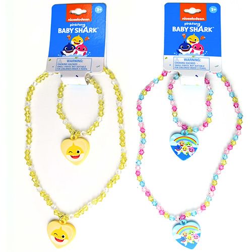 Licensed Baby Shark Necklace & Bracelet Set Hanging 2 Asstd. on