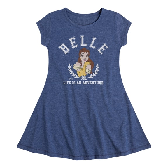 Disney - Belle Collegiate - Youth Girls Fit & Flare Cap Sleeve Dress