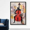 thumbnail image 3 of IDEA4WALL Framed Canvas Print Wall Art Cellist Playing Cello Wall Decor Vintage Classic Colorful Print Street Artisc Artwork Multicolor Contemporary for Home Decoration - Black 24"x36", 3 of 5