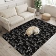 thumbnail image 2 of Running Horse Washable Area Rug 3 x 5 ft Rustic Western Vintage Black White Wildlife Cactus Soft Non‑Slip Rugs Stain Repellent Indoor Mats for Entry Foyer, Apartment Living Corner Dining Nook, 2 of 9