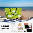 thumbnail image 5 of Ratiio Green Apple Print Large Capacity Beach Travel Bag, Polyester Waterproof Tote Bag with Zipper for Vacation and Daily Use, 5 of 6