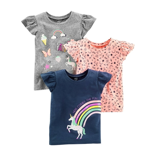 Camisetas Simple Joys by Carter's Girls 2T de manga corta (3 unidades)