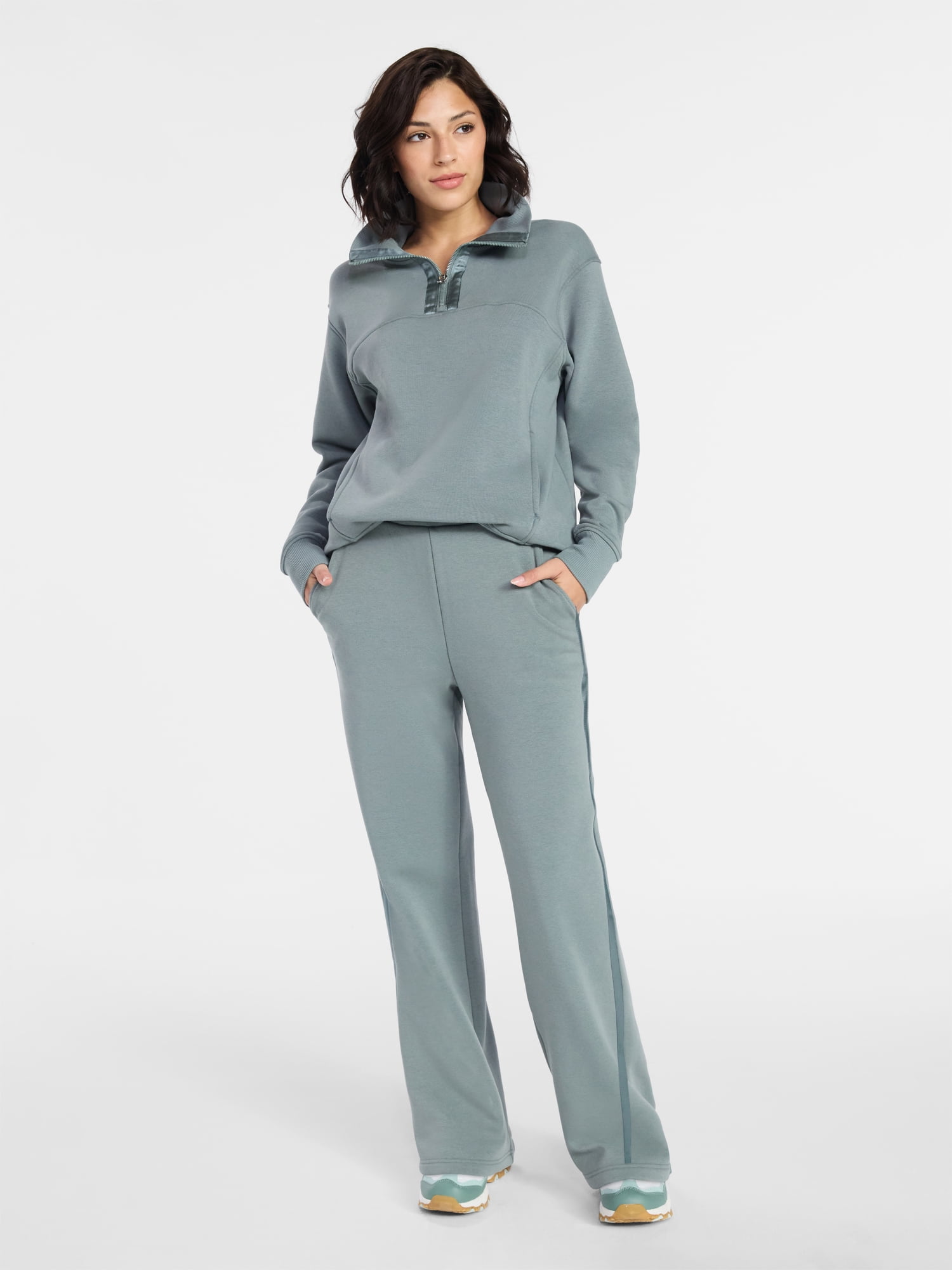 Avia Women's and Women's Plus Fleece Sweatpants with Satin Trim, Sizes XS-4X