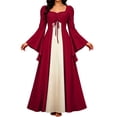 thumbnail image 2 of Renaissance Costume Women Halloween Medieval Pirate Maxi Dress Gothic Outfit Red L, 2 of 7