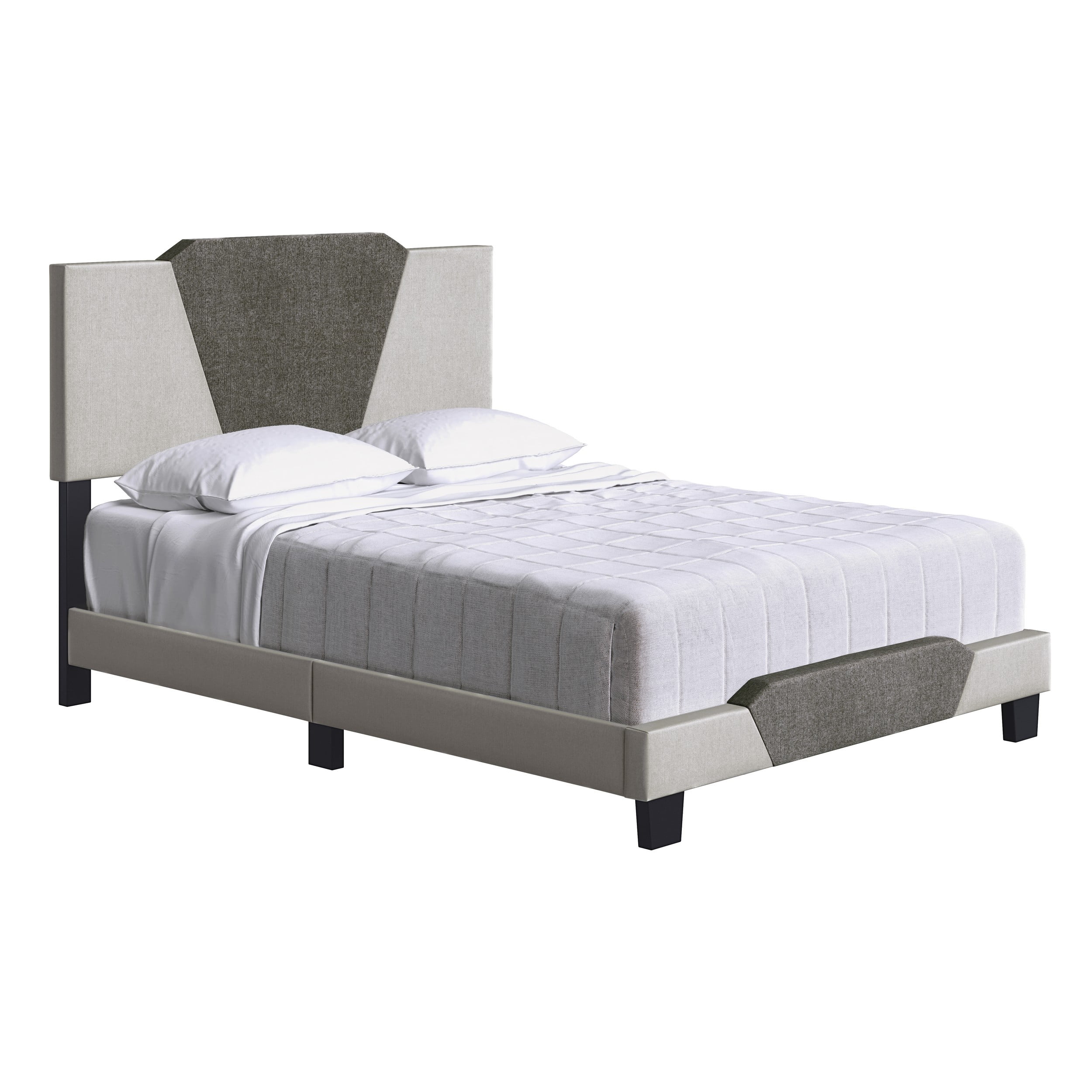 Boyd Sleep Tuscany Brown Linen Queen Size Fully Upholstered Platform Bed Frame with Adjustable Headboard, Qualified Box Spring or Foundation Required for Use