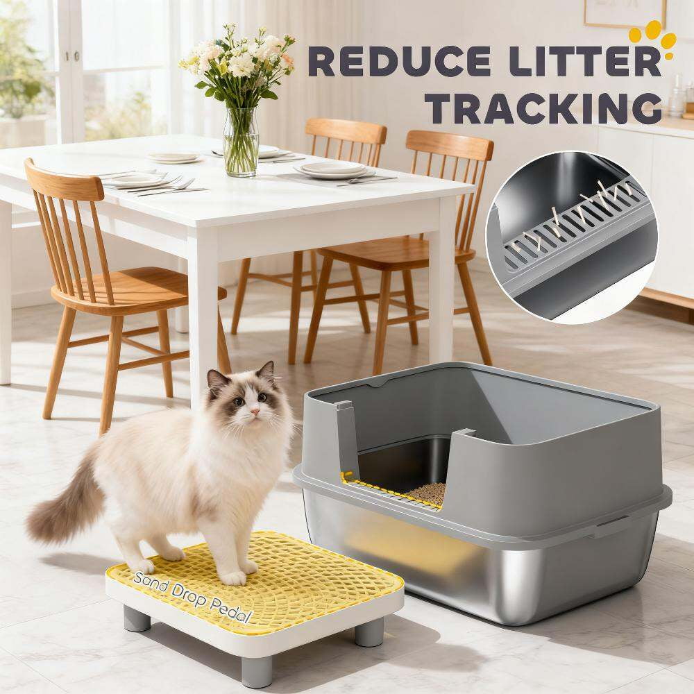 Orthopedic Dog Bed, Stainless Steel Cat Litter Box with High Sides, Metal Cat Litter Box with Scoop, Gray Dog Bed,Polypropylene,Stainless Steel Cat Bed, Pet Supplies Pet Beds & Furniture