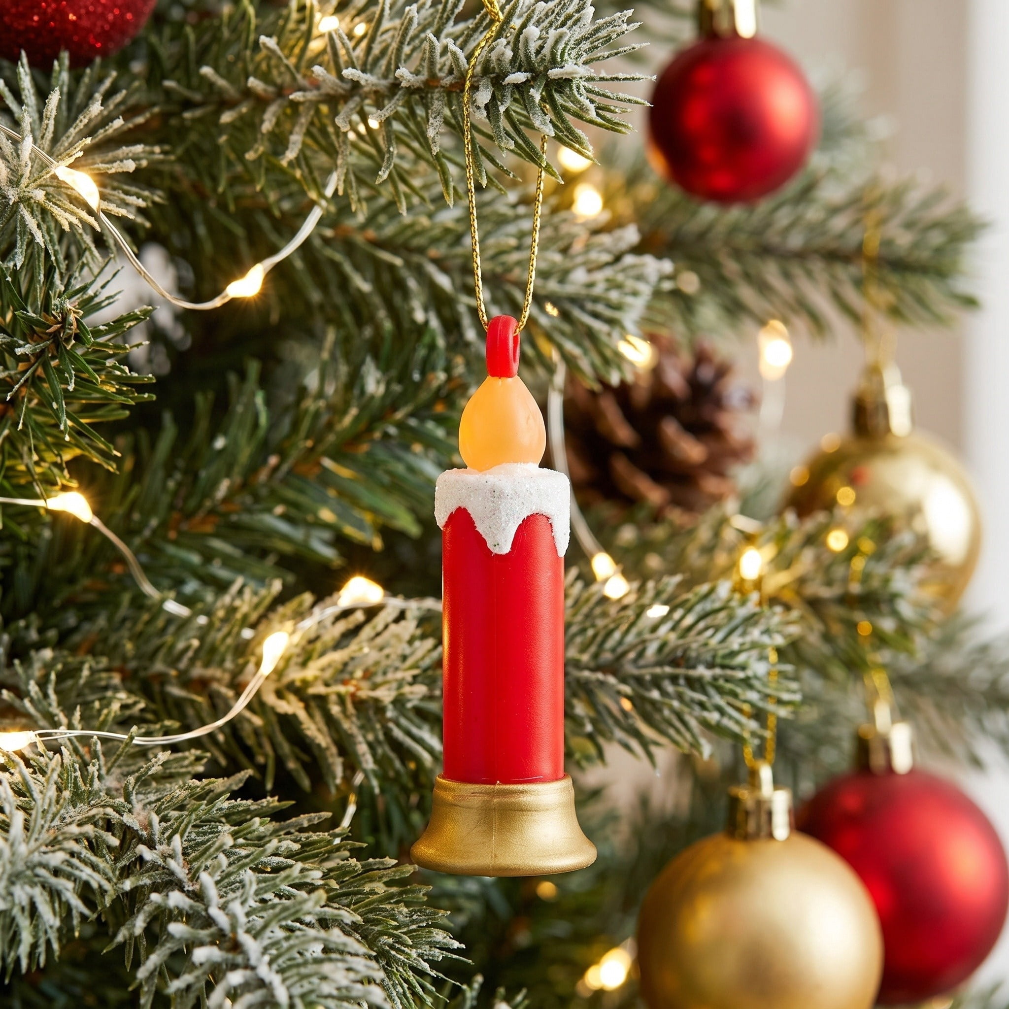 6-Count Red and Yellow Mini Candle Christmas Ornaments, 1", by Holiday Time