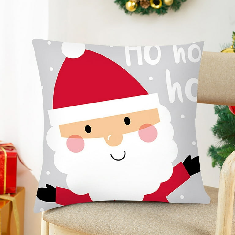 4PCS/Set Christmas Santa Claus Reindeer Cushion Covers 18 x 18inch Xmas  Winter Holiday Gray Stripes Pillow Covers For Chair Bed - AliExpress