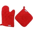 thumbnail image 1 of Ensemble Gant de Four et Support de Pot 100 % Coton, Rouge, 1 of 4