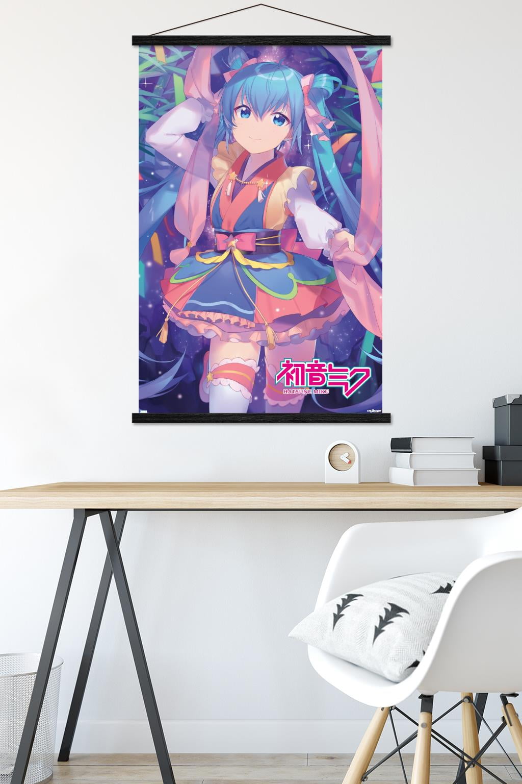 Hatsune Miku - Ribbons Wall Poster with Magnetic Frame, 22.375" x 34"