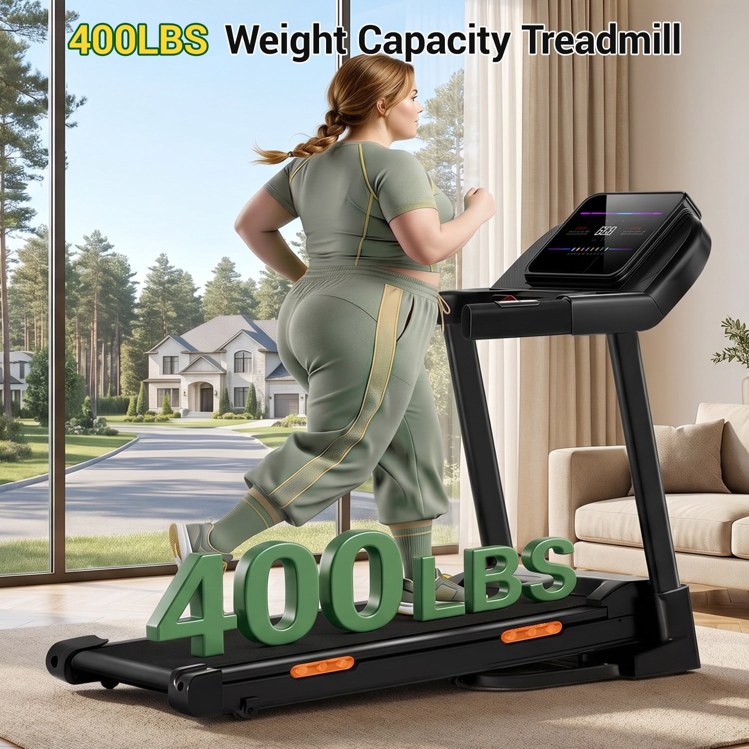 CURSOR FITNESS 19% Auto Incline Folding Treadmill, 4.0HP Quiet Brushless Motor, 400 lbs Capacity, 8.0 MPH for Home