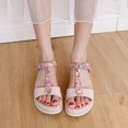 thumbnail image 2 of Vedolay Sandals for Ladies Womens Flower Low Heel Platform Sandals Elastic Ankle Strap Summer Comfortable Shoes,Pink 8.50, 2 of 5