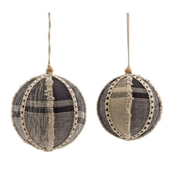 Ornament (Set of 4) 4.5"D, 5.5"D Plastic/Cotton