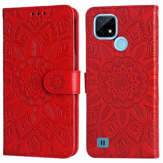 Funda tipo cartera GANGXUN para Realme C21Y , diseño girasol, cuero PU, soporte, cierre magnético, tarjetero