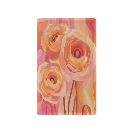 Yayeee Blank Wall Plate Cover 1-Gang 4.5"x2.7" Home Unused Decorative Outlet, Pink Flowers