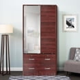 thumbnail image 2 of Woodpeckers Furniture and Mattress Sliding Door Wardrobe with Mirror - Double Door Armoire, Mahogany Finish, Clothes Storage-Color:Mahogany,Material:Wood, 2 of 2