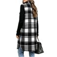 thumbnail image 7 of Plaid Button Down Long Vest For Women, Lapel Collar Sleeveless Side Split Cardigan, Fall Casual Curved Hem Tops With Pockets, 7 of 7