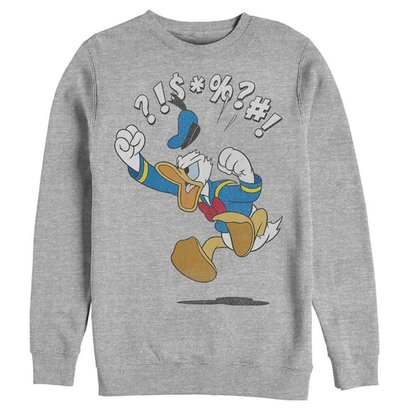 Men's Mickey & Friends Donald Duck Angry Jump Sweatshirt Athletic Heather Small