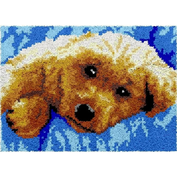 Latch Hook Rug Kits, Golden Retriever | Crochet Kits Embroidery Kits Needlework Crafts for Home Decor 50 X 38 cm
