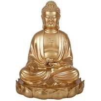 Ebros 16.5"H Eastern Enlightenment Gautama Buddha Gold Finish Resin Figurine