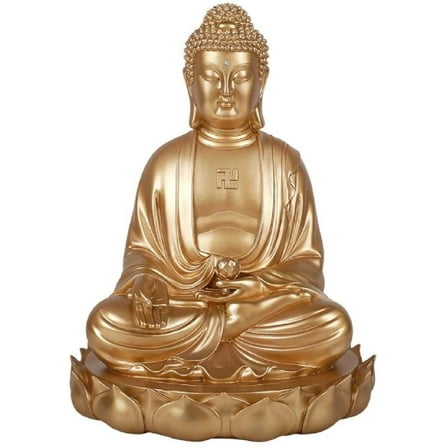 Ebros 16.5"H Eastern Enlightenment Gautama Buddha Gold Finish Resin Figurine