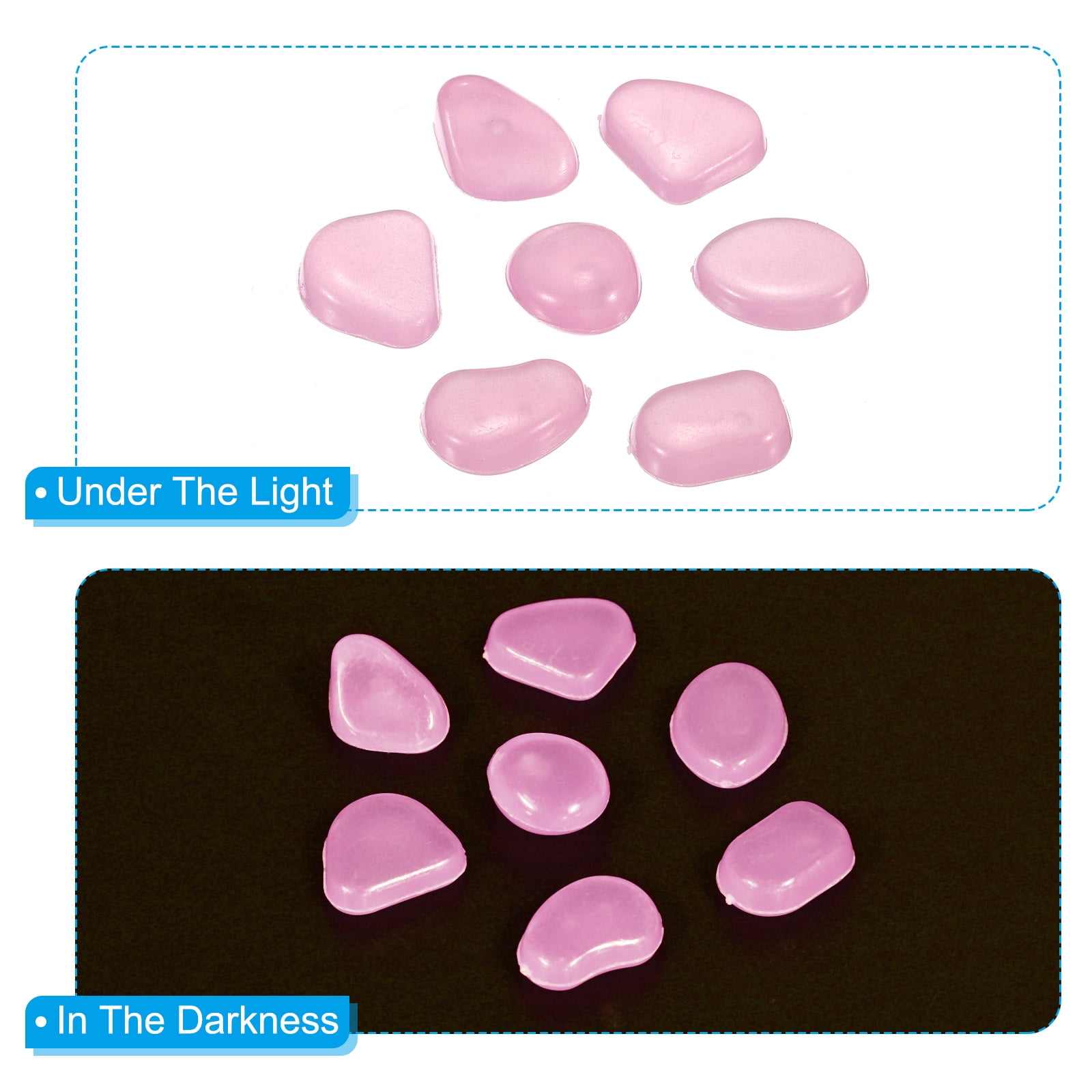 Unique Bargains 500Pack Glow Rocks 8-11mm Glow Pebbles Luminous Stones Decor Purple