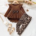 thumbnail image 2 of TOWED22 Baby Kids Girl Outfits Fall Winter Clothing 2 Piece CartoonPrint Long Sleeve Soft Crewneck Tee and Pants Clothes(Coffee,4-5 Y), 2 of 4