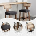 thumbnail image 2 of Dayalane Modern Farmhouse Rattan Bar Stools Set of 4, 26" Counter Height Barstools with Woven Back Linen Upholstered Seat,Wood Frame Kitchen Island Stools for Restaurant,Charcoal, 2 of 8