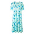 thumbnail image 3 of Vestido midi para mujer, estampado de corazón, cuello redondo, mangas abullonadas, vestido larg Abanopi Vestido de mujer, 3 of 7