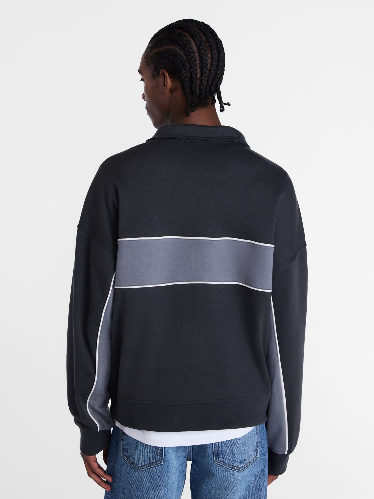 No Boundaries Sporty Quarter Zip Sweatshirt with Long Sleeves, Men's XS-5XB