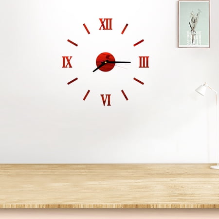 Milisten Modern Red Decorative Acrylic Wall Clock for Office and Classroom Walls