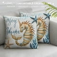 thumbnail image 3 of Orinice  Nautical Coastal Throw Pillow Covers  Ocean Themed Beach Seashell Coral Starfish Pillows Case Soft Velvet Cushion Covers for Outdoor Sofa Home Decor, 3 of 5
