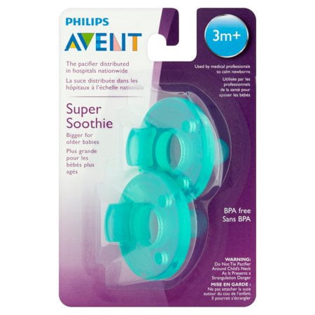 (2 Pack) Philips Avent Super Soothie Pacifier, 3+ Months - 2 Counts