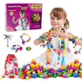 thumbnail image 1 of Cuentas Snap Pop para niñas, 180 piezas, kit para marcar joyas, moda, divertido para collares, anillos, pulseras, manualidades, regalos de cumpleaños, juguetes para niños de 3, 4 y 5 años., 1 of 4