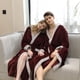 thumbnail image 2 of Albornoz de franela para hombre y mujer, bata de noche cálida de lana de Coral, ropa de dormir gruesa, Kimono de terciopelo, Otoño e Invierno, 2 of 5