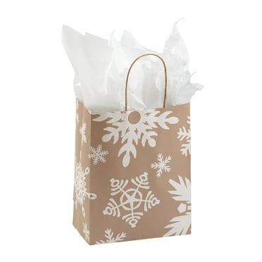 SSWBasics Medium Giant Snowflake Paper Shopping Bags - Case of 100