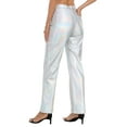 thumbnail image 6 of HDE Women's Metallic Faux Leather Pants High Waisted Trousers Holographic 8, 6 of 6