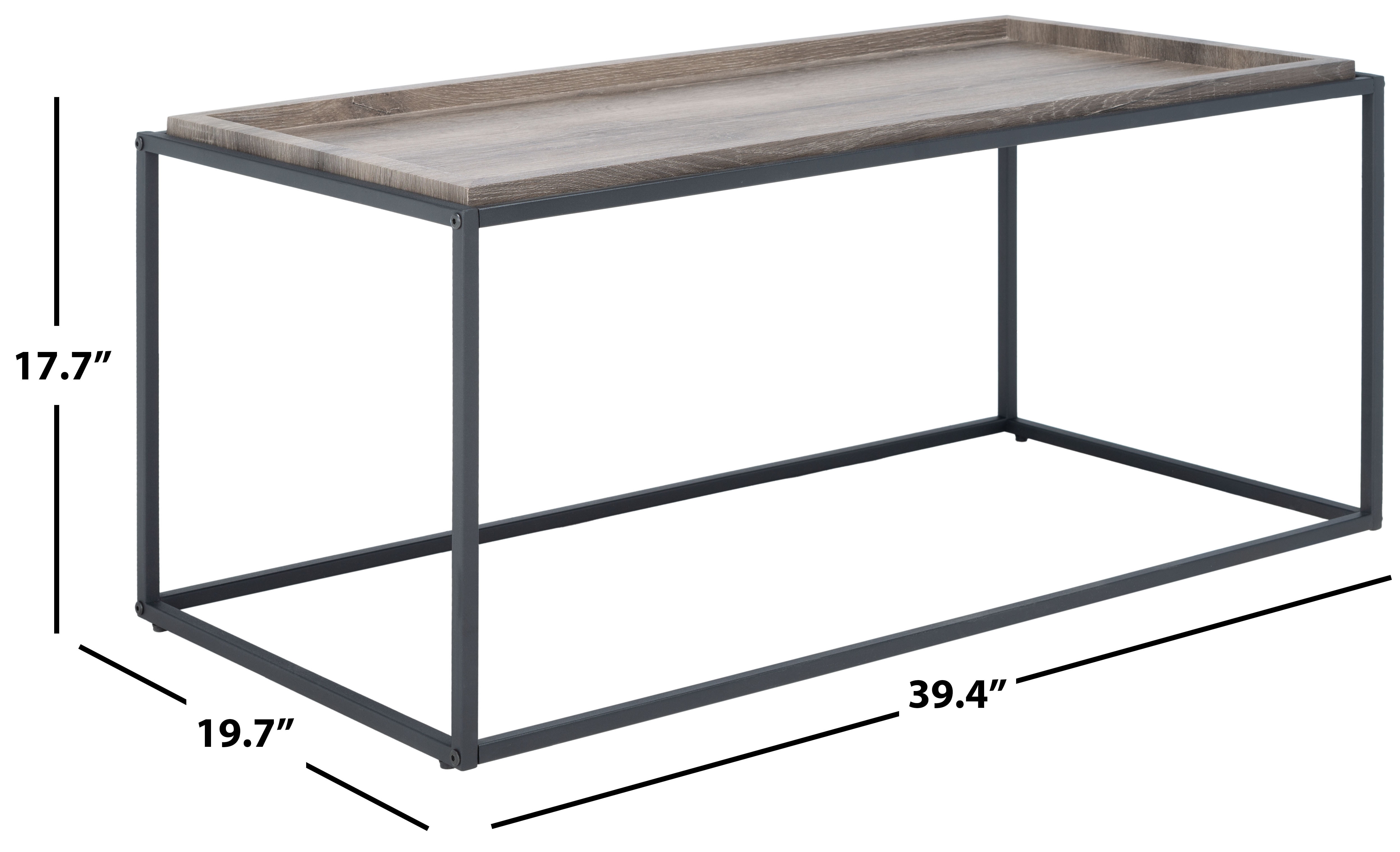 SAFAVIEH Andey Solid Coffee Table, Grey Wash/Black