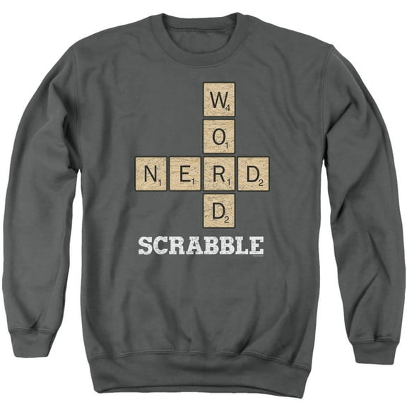 Scrabble Word Nerd Adult Crewneck Sweatshirt Charcoal