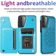 thumbnail image 5 of Samsung Galaxy S21 FE (NOT S21) Wallet Case,Embossed Mandala Pattern Flower Premium PU Leather Double Magnetic Buttons Flip Shockproof Protective Cover for Samsung Galaxy S21 FE SKM Blue, 5 of 14